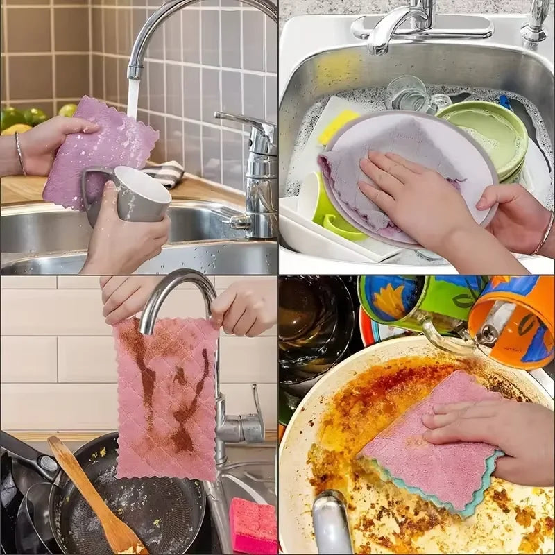 10pcs Soft Absorbent Cleaning Rags - Multi Household Wipes for Dishes & Bathroom, Quick-Drying Hand Towels Reusable Dishcloths.