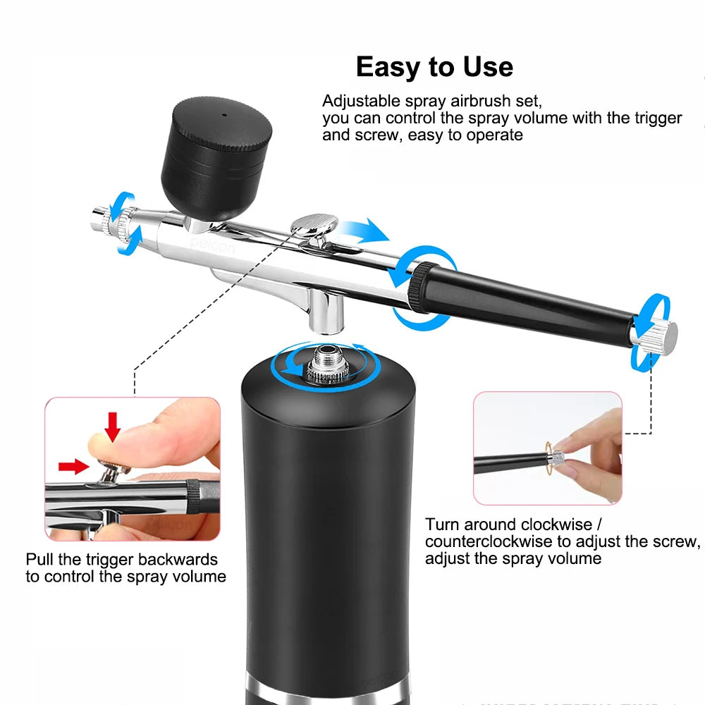 Airbrush with Compressor Paint Spray Gun Airbrush Painting Mini Spray Gun for Paint Modeling Crafts Airbrush Kit with Compressor
