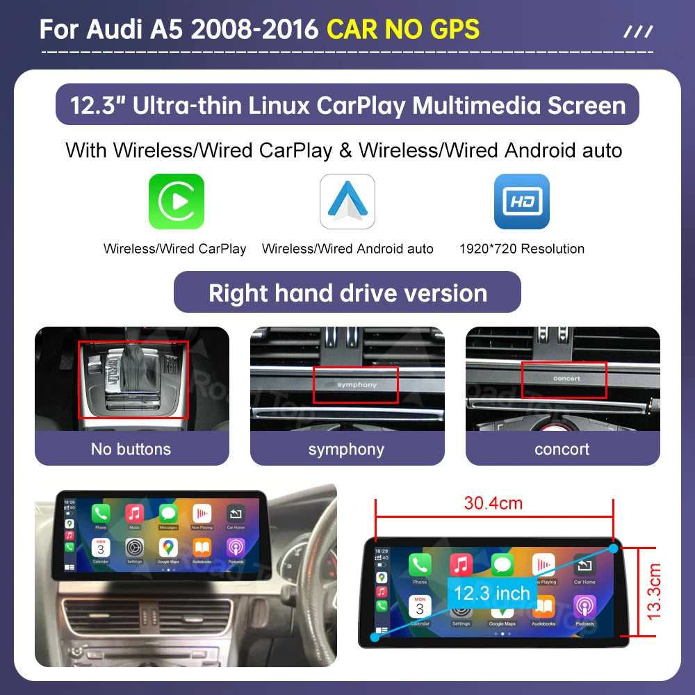 Audi A5 10.2" Wireless CarPlay Multimedia Touch Screen - image 10