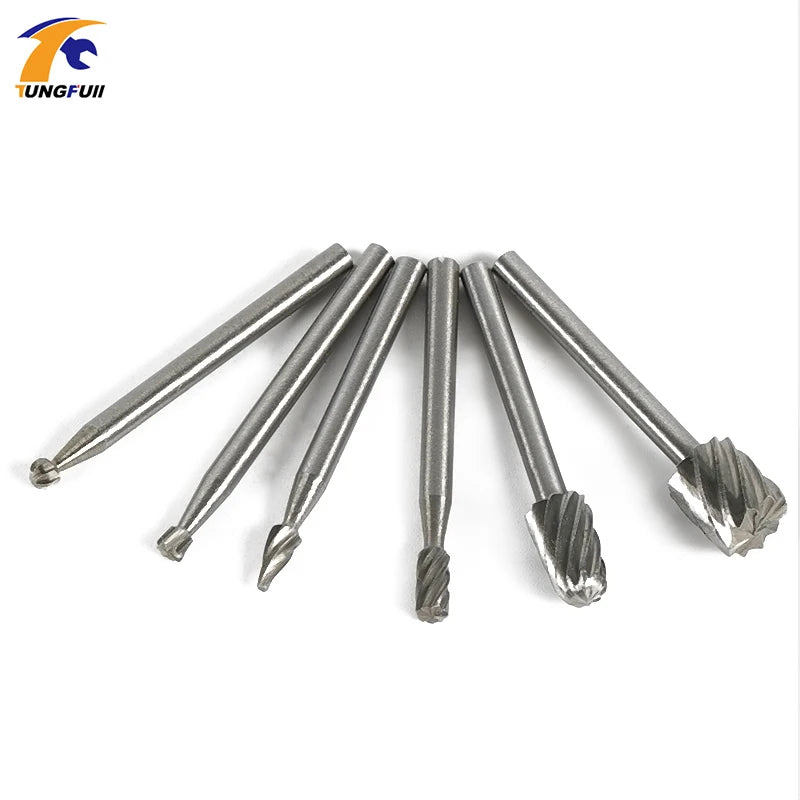 6/10-Piece HSS Router Bit & Rotary Burr Set for Wood, Stone & Metal Carving