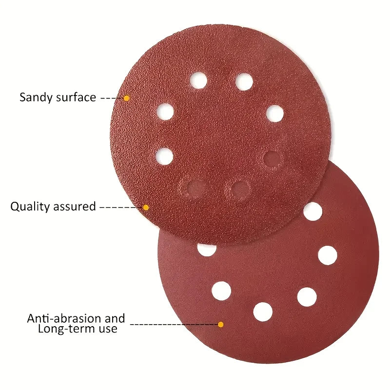 100Pcs 5-Inch 8-Hole Sanding Discs 60-1000 Grit Sandpaper for Random Orbital Sander