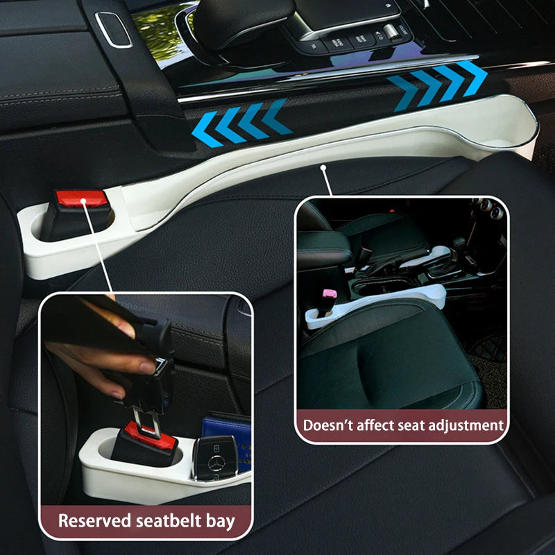 Car Seat Gap Filler Organizer- Upgrade Car Side Seat Gap Filler with Cup Holder and Phone Holder- Car Seat Gap Organizer 2 Pack