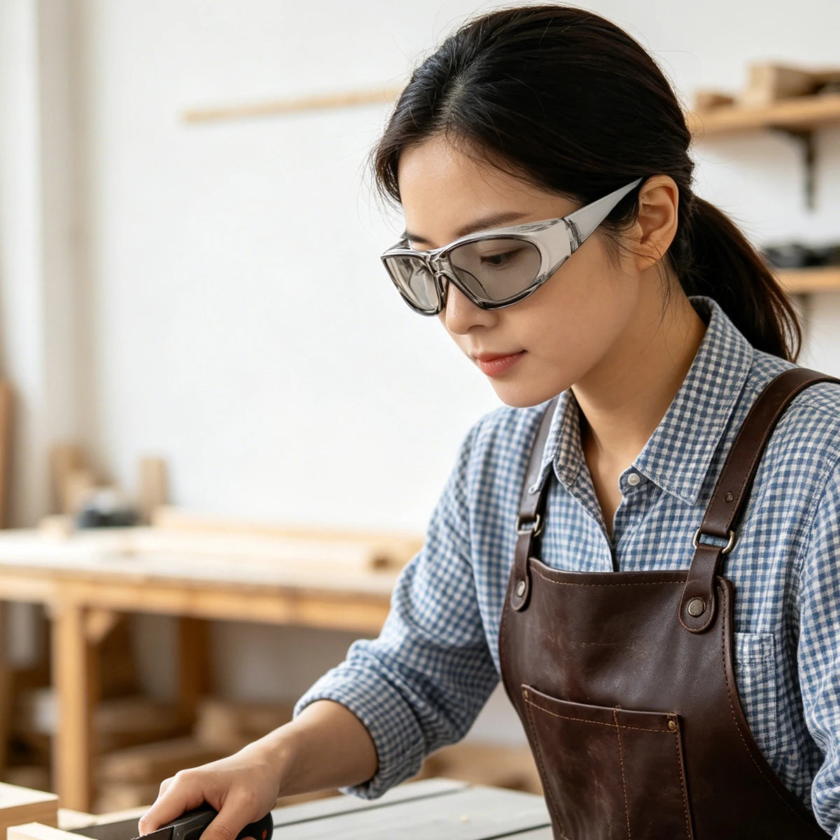 Scratch-Resistant Safety Glasses with Non-Slip Grips
