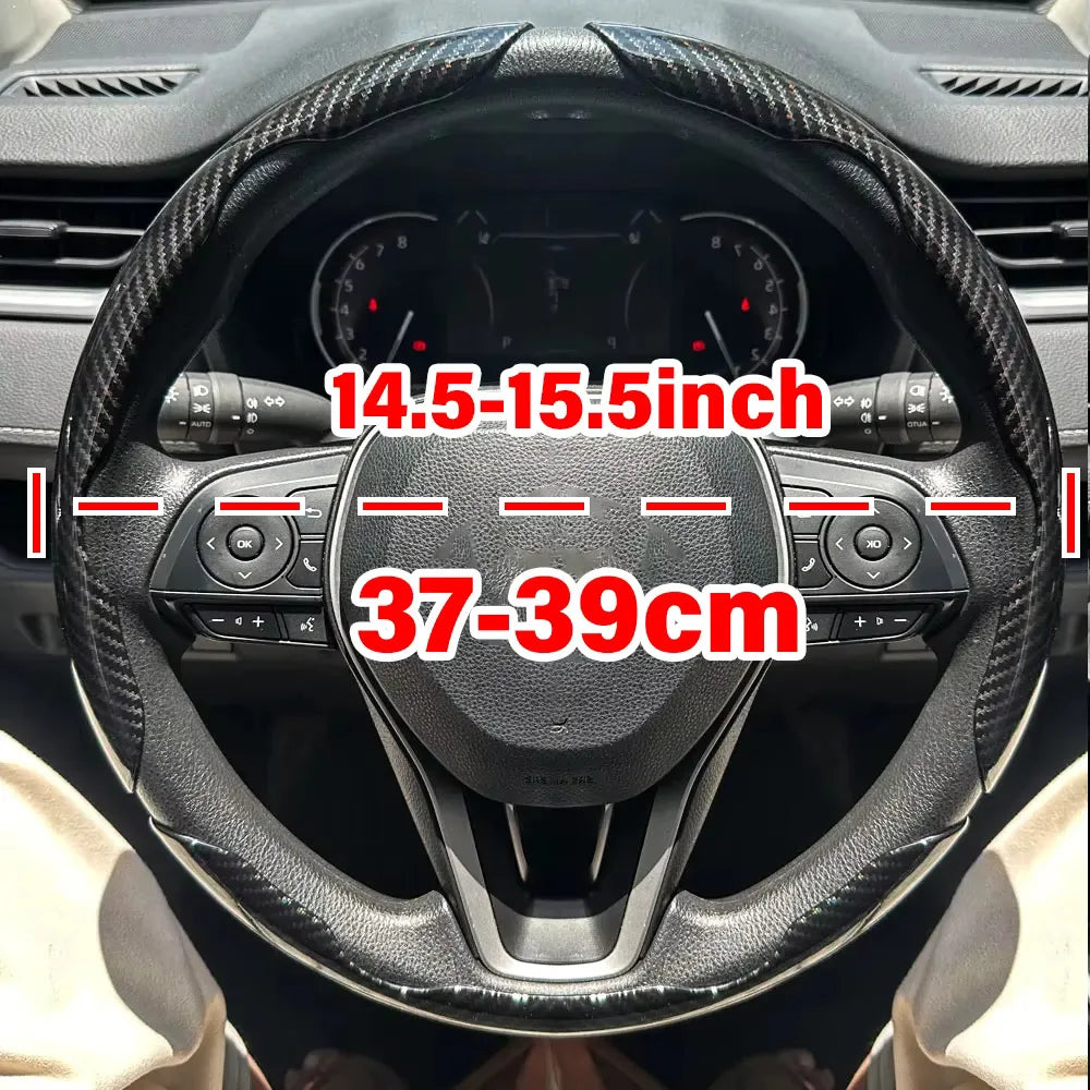 3-Piece Silicone Steering Wheel Cover, Carbon Fiber Look