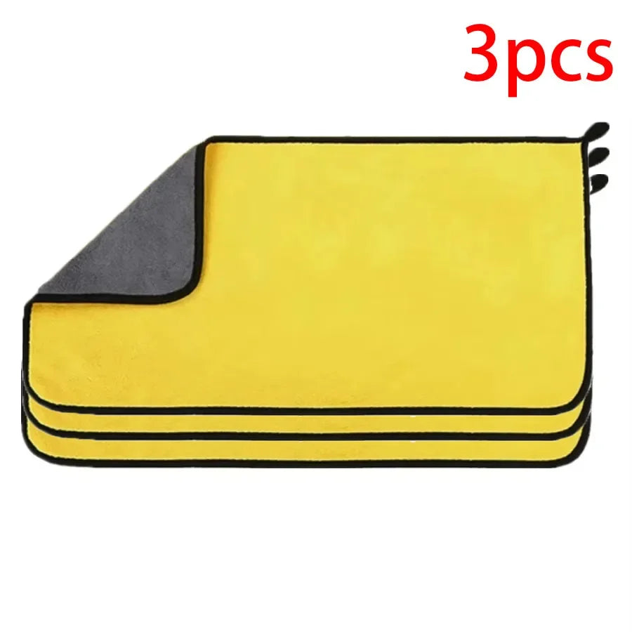 30x60cm Microfiber Car Cleaning Towels, Double Layer, 1/2/3/6/10 Pack