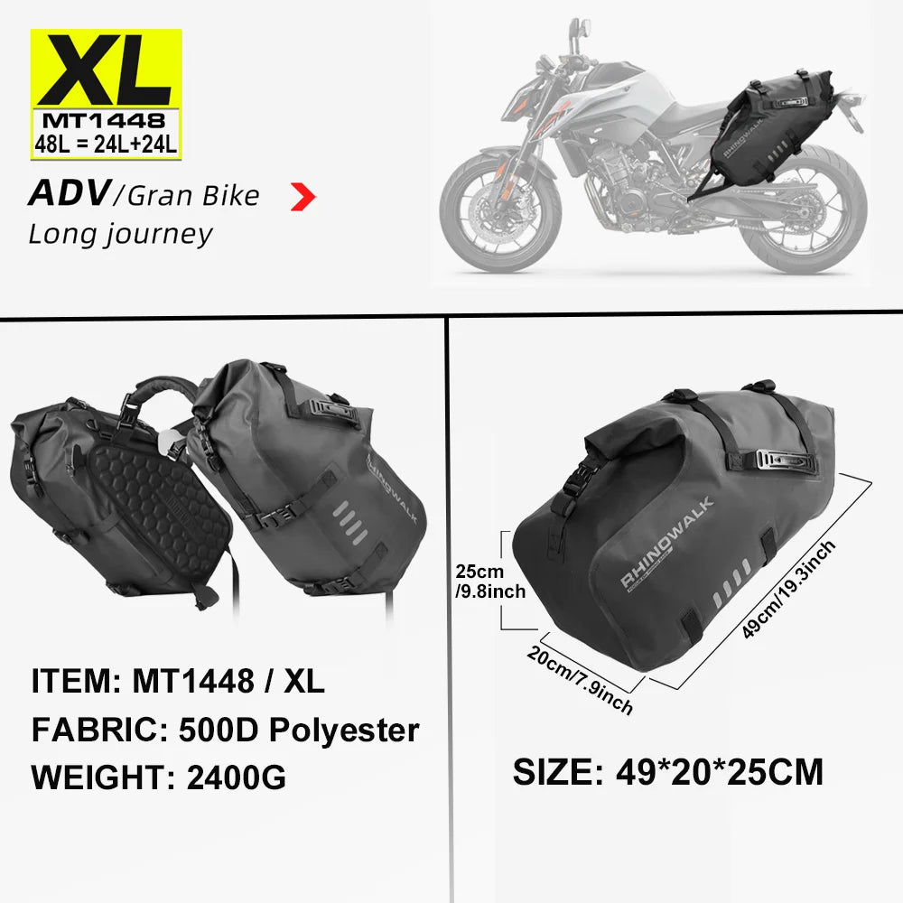 Rhinowalk Waterproof Motorcycle Pannier Bags 18-48L, Pair - image 34