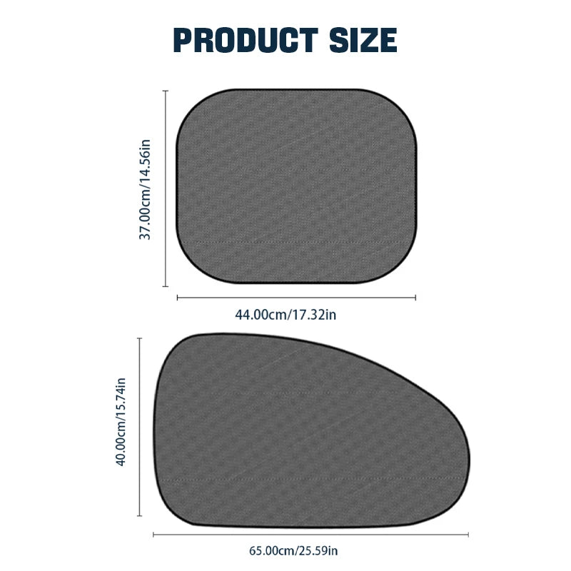 Suction Cup Side Window Sun Shade Curtains, Set of 2