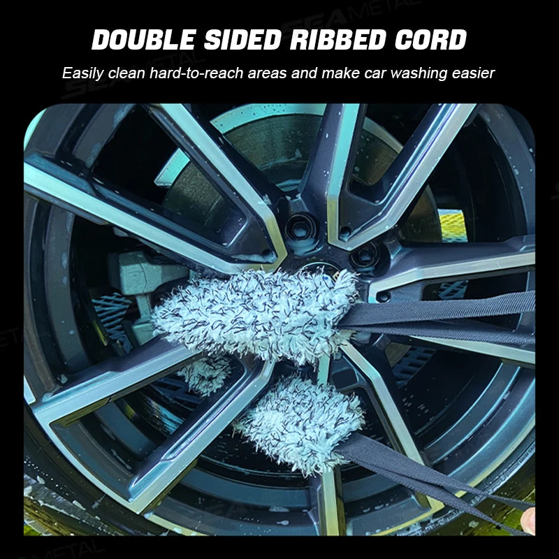 Plush Wheel Wash Towel with Double-Sided Strap