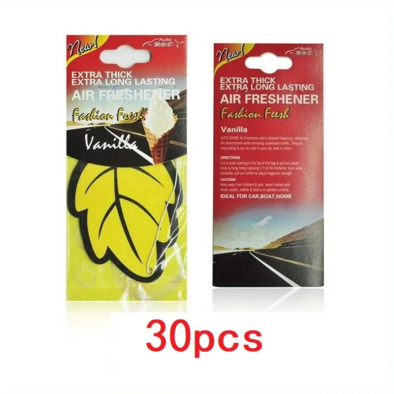 Vanilla Scented Paper Leaf Hanging Car Air Fresheners, 3-60 Pcs