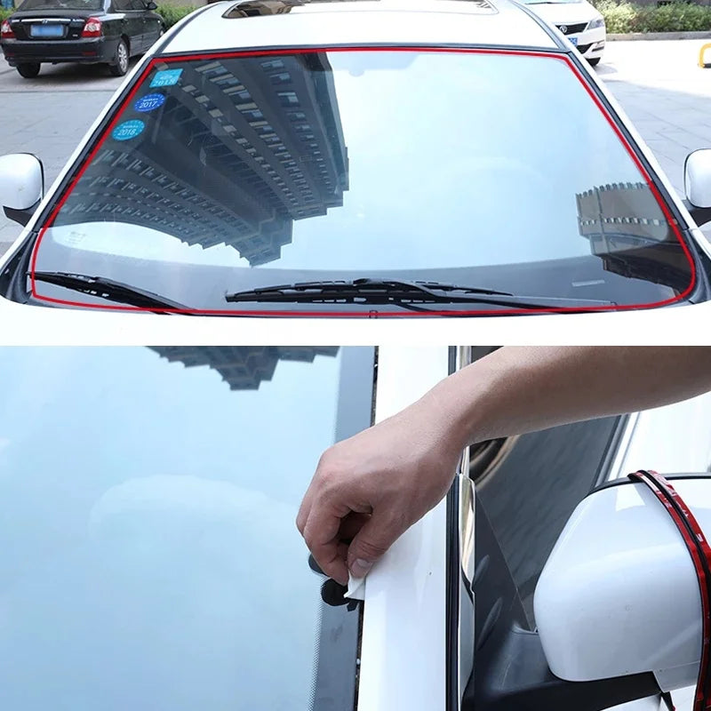 Car windshield sealing strip 2m, T-type rubber seal against leaks and wind noise