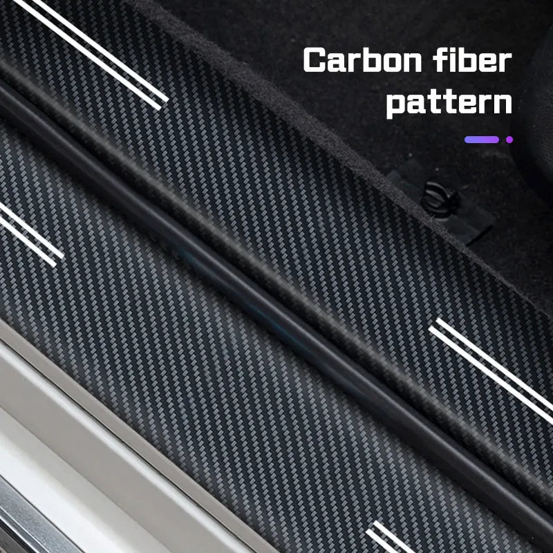 Universal Carbon Fiber Pattern Door Threshold Protector Strips