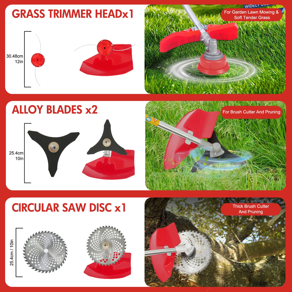 52cc Gas Lawn Trimmer 4-in-1, 2-Stroke Weed Eater with 4 Heads