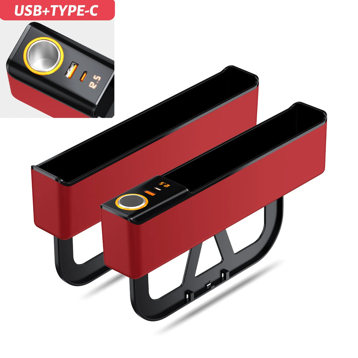 Car Seat Gap Filler Organizer 52W Charging Storage Box Base Removable for Front Seat
