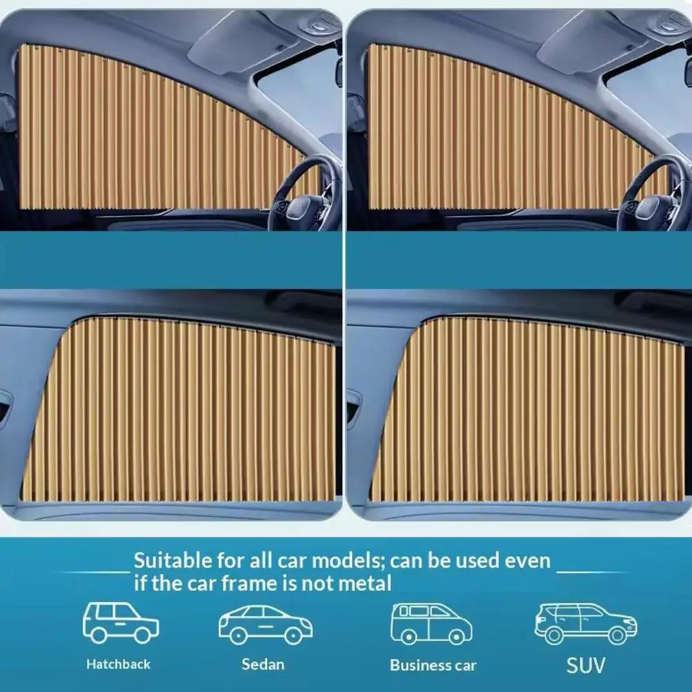 Car Side Window Pleated Sun Shades with Slide Track