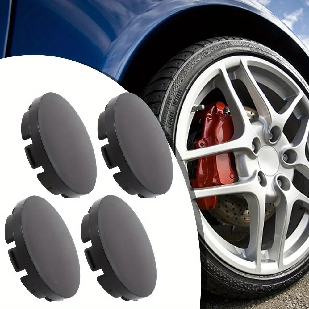 Wheel Center Caps, 55mm, Black ABS, Set of 4