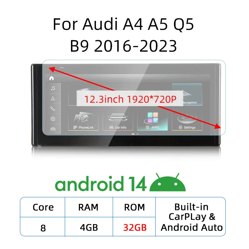 12.3" Wireless CarPlay Multimedia Receiver for Audi A4/A5/Q5 - image 8