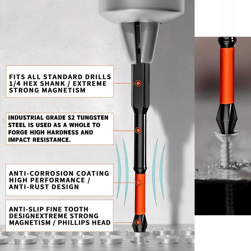 Anti Slip Bits Magnetic Screwdriver Bit Set S2 Alloy Steel Impact Resistance Bits-3/6/12Pcs Suitable for Electric Drills