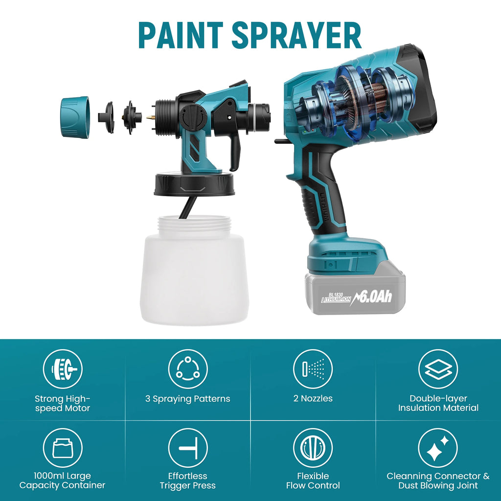 Cordless Paint Spray Gun Electric  For Makita 18V Rechargeable Battery Paint Spray Gun Wireless For Home Wall Car Painting Tool
