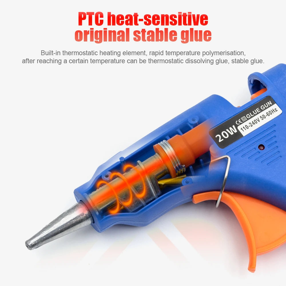 20W Hot Melt Glue Gun with 20 Glue Sticks, Mini DIY Repair Tool - image 9