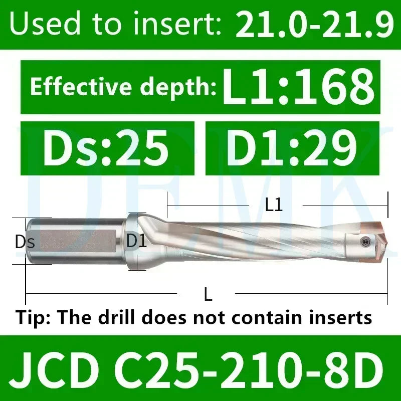 Indexable U Drill with Internal Cooling, 3D-10D, 10-25mm Diameter
