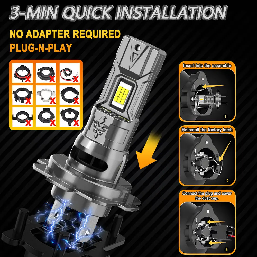 H7 H4 LED Headlight Bulbs 6000K 80000LM Plug & Play - image 4