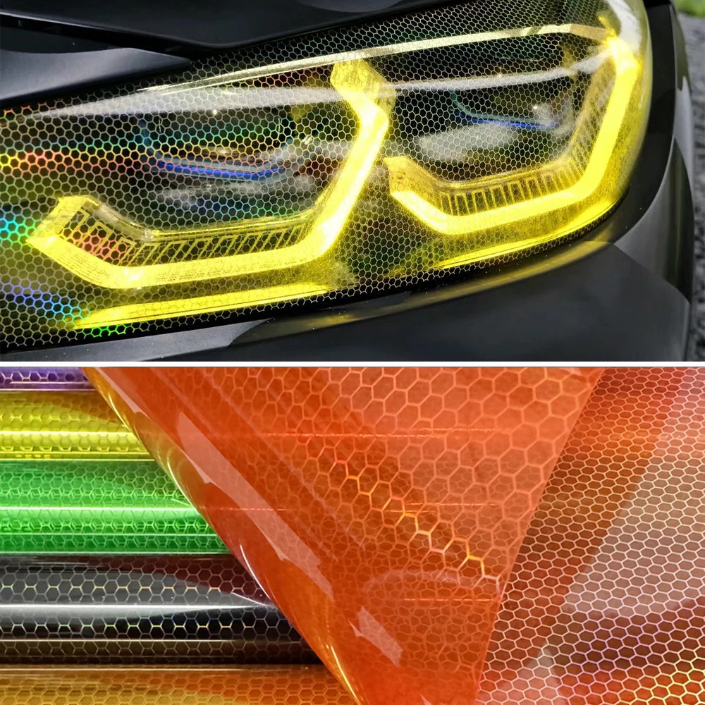 Car Headlight Taillight Honeycomb Vinyl Wrap Tint Film 30x100cm - image 3