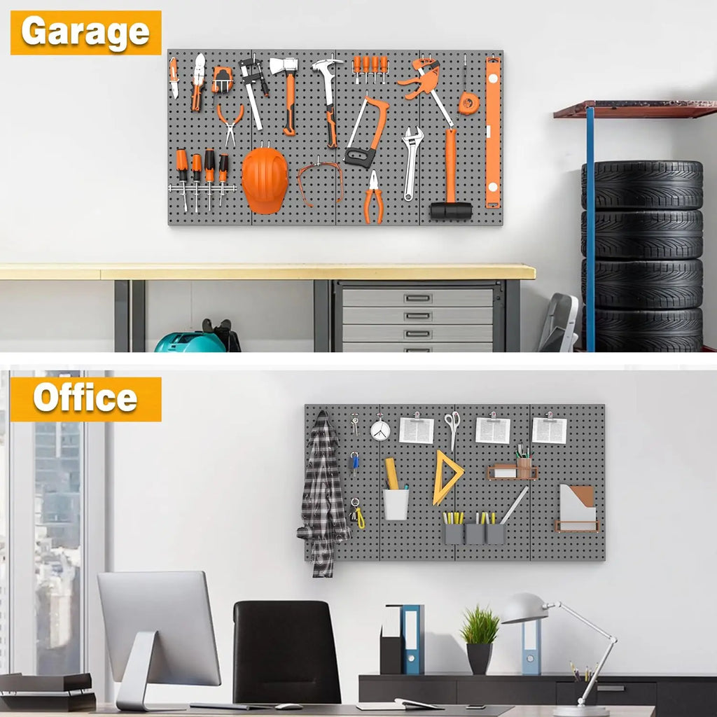Metal Pegboard Panels Pegboards Wall Organizer, Heavy Duty Peg Board with Hooks for Walls Home, Garage Tool Storage, Office, Cra
