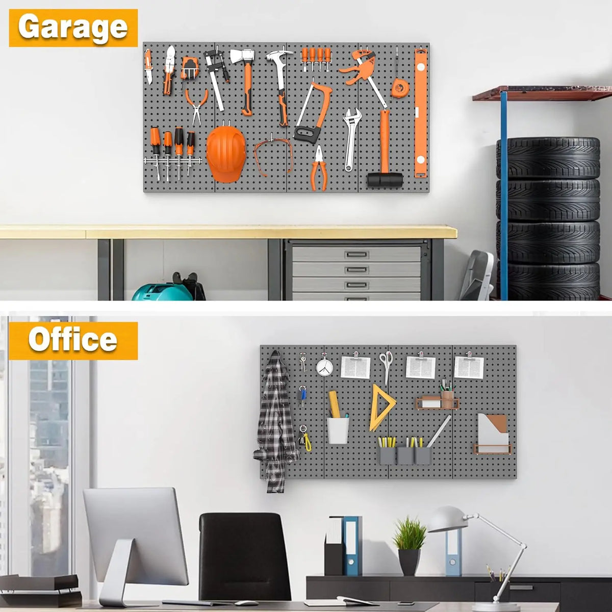Metal Pegboard Panels Pegboards Wall Organizer, Heavy Duty Peg Board with Hooks for Walls Home, Garage Tool Storage, Office, Cra