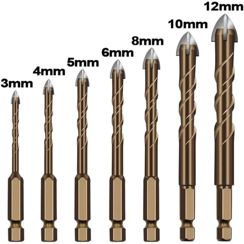 Hex Shank Masonry Drill Bits 3-12mm Tile Glass Concrete Brick Wood - image 2