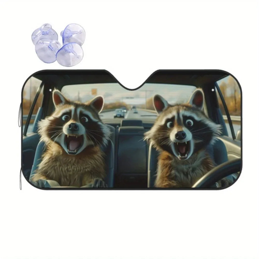 Foldable Windshield Sun Shade with Fun Animal Prints, 55 x 30 in