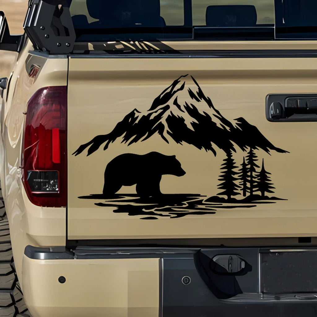 Bear and Forest Adventure Vinyl Car Decal, S, M or L