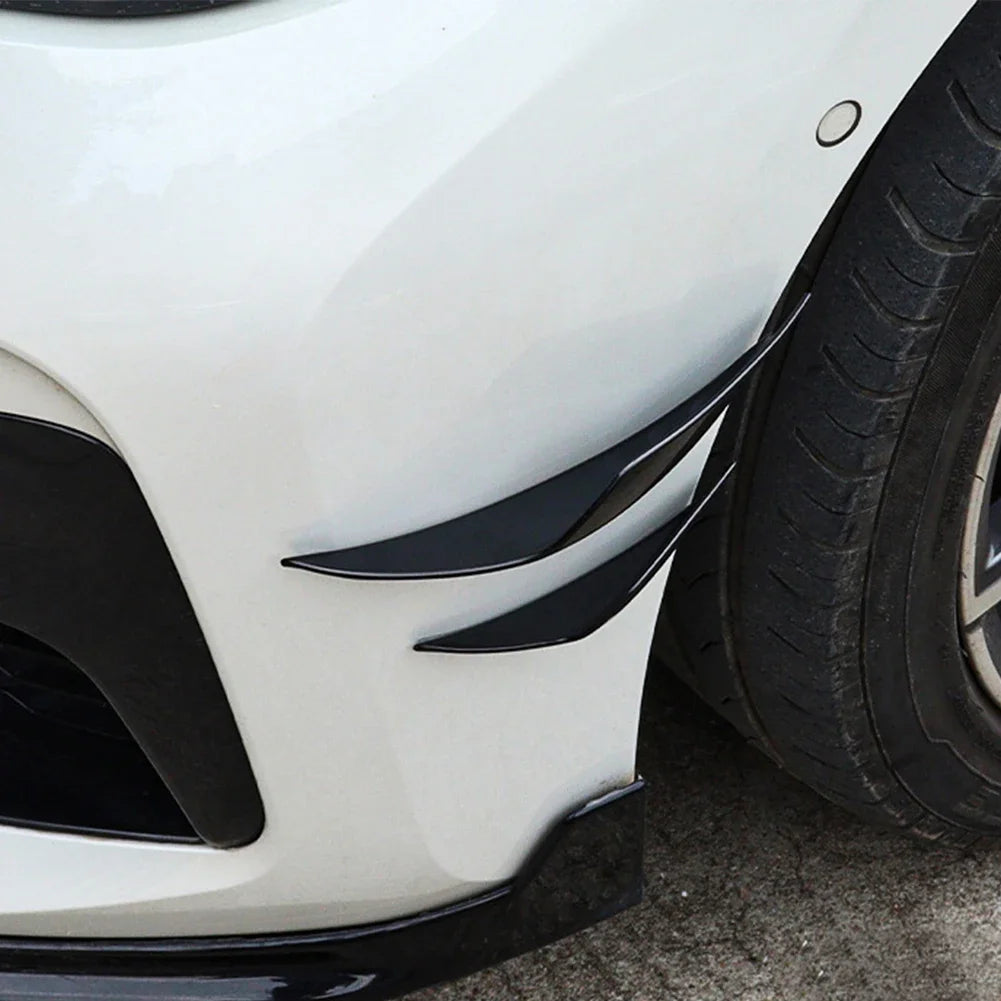 Universal Carbon Fiber Front Bumper Lip Spoiler Fin Kit - 4 Piece - image 9