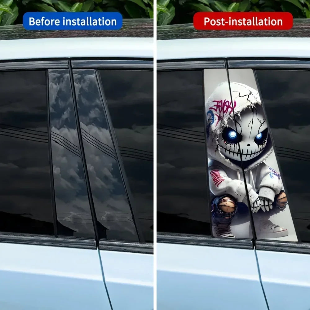 Punk Style B-Pillar Vinyl Sticker Pair with Semi-Matte Finish