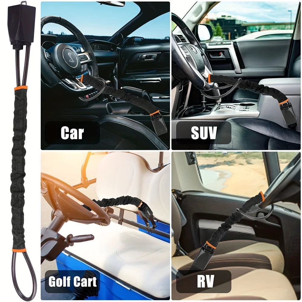Car Steering Wheel Lock Anti-theft Steel Cable Security Device Universal Fit for Vehicles Prevent Theft Use Durable Protection