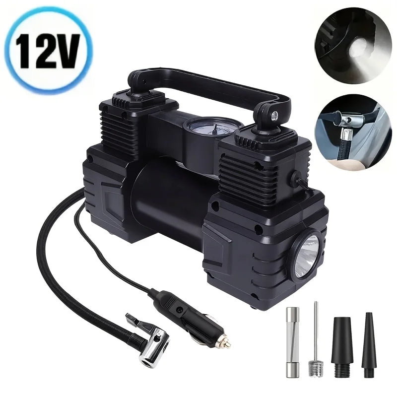 Portable 12V DC Tire Inflator Air Compressor for Car with Digital Pressure Gauge LED Light