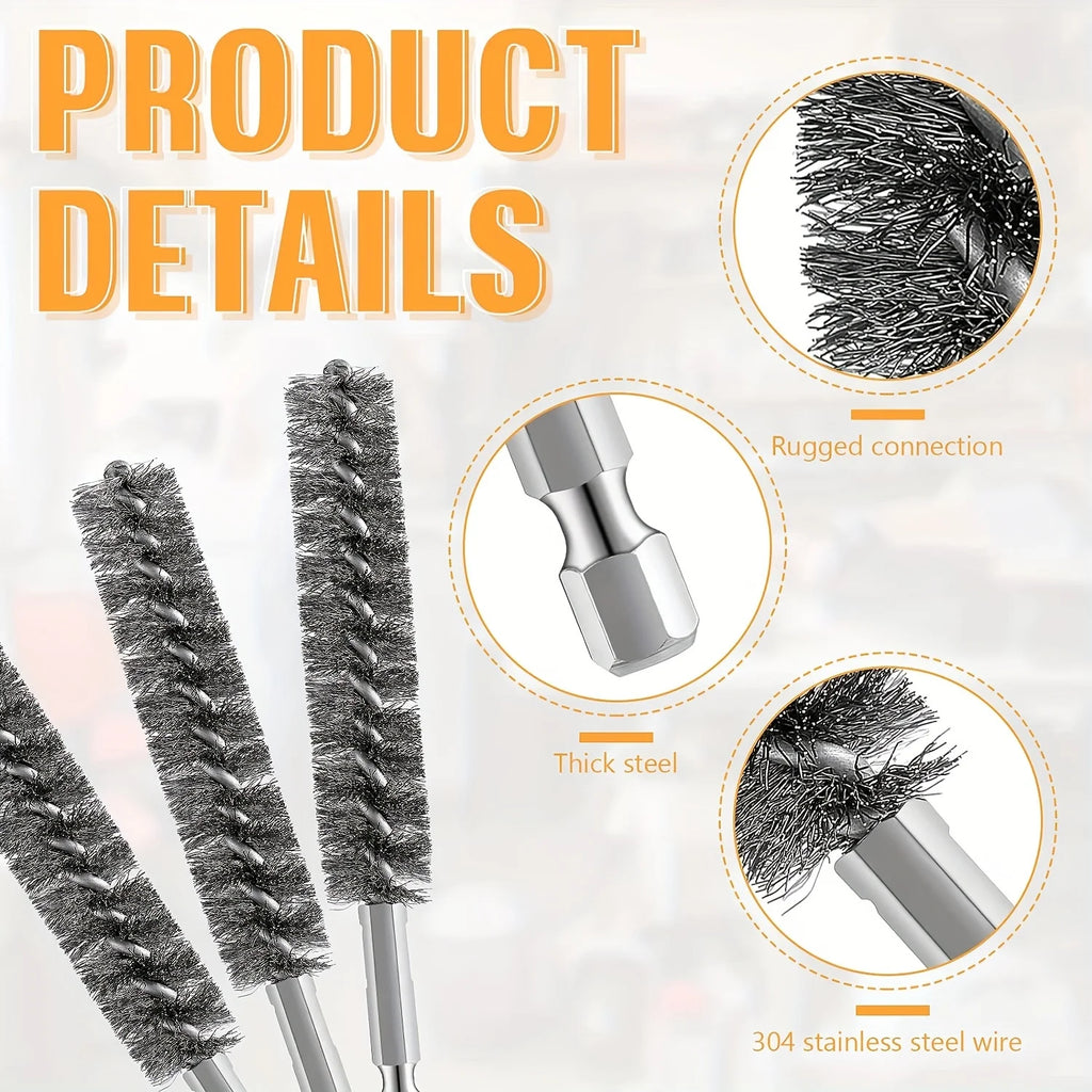 5-Piece Hex Shank Steel Wire Brushes for Drill