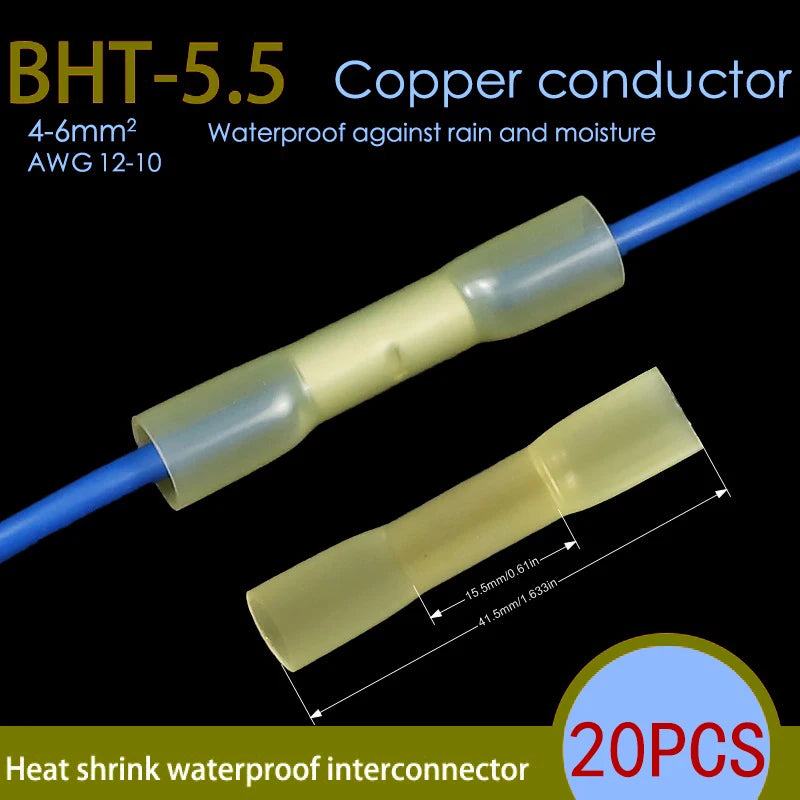 50-Piece Waterproof Heat Shrink Butt Splice Connectors Kit, 22-10 AWG