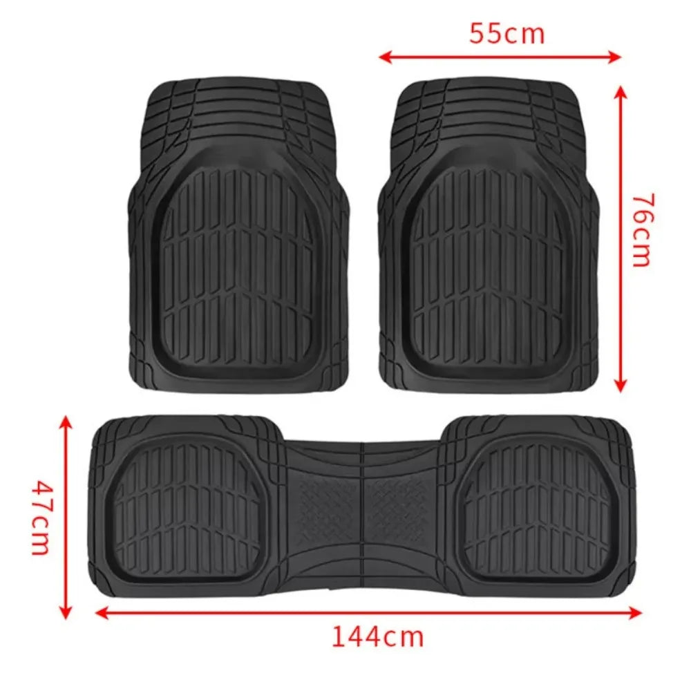 3 Piece Universal PVC Car Floor Mats Anti Slip Waterproof Durable All Weather Rubber Mat Set For Car Interior Protection Kit