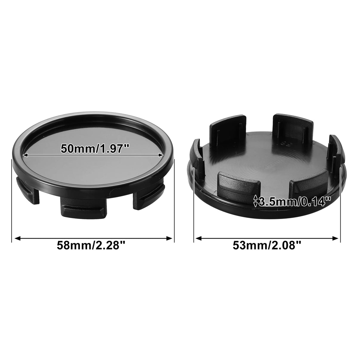 X Autohaux Universal Wheel Center Caps, 53-75mm 4-Pack - image 5