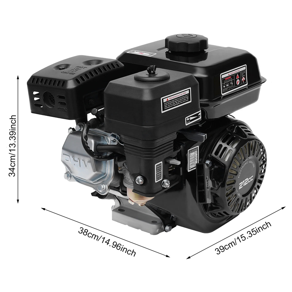 212cc 7.5HP Horizontal Shaft Gas Engine, 20mm Shaft, Pull Start