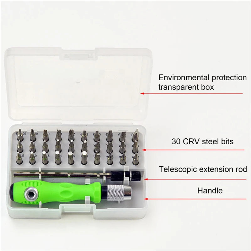 Screwdriver Set Precision Magnetic 32 in 1 Bit Screw Drivers Handle Kits Phone PC Repair Hand Tools for IPhone Watch Camera