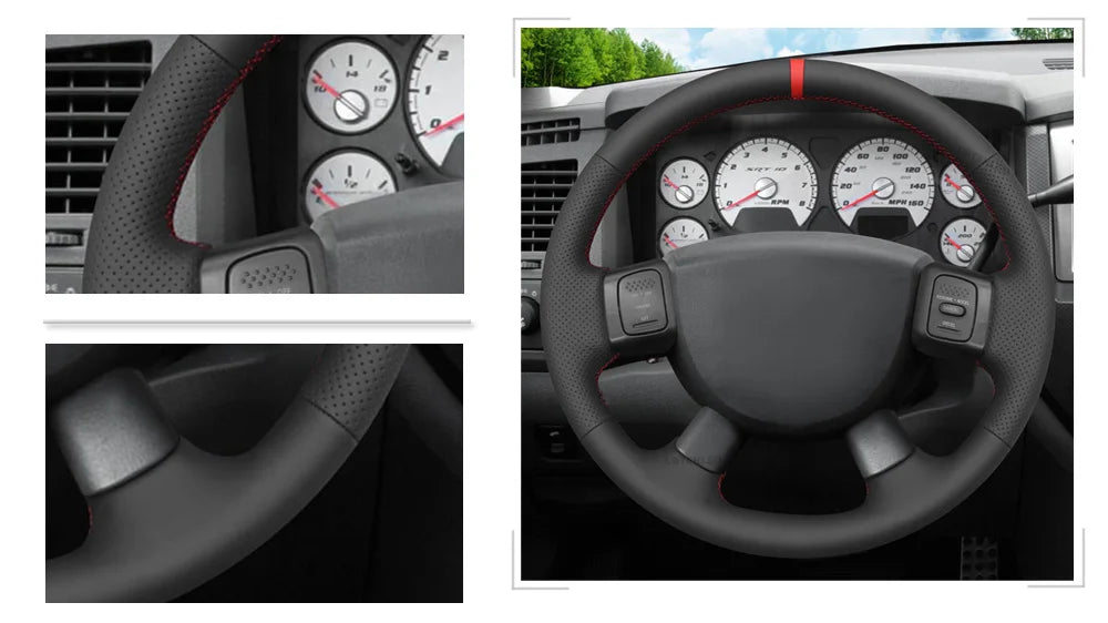 Faux Leather Steering Wheel Cover for Dodge Ram Dakota Durango - 38cm - image 8