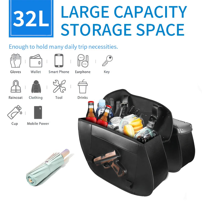 Waterproof PU Leather Motorcycle Saddlebags, Universal - image 4