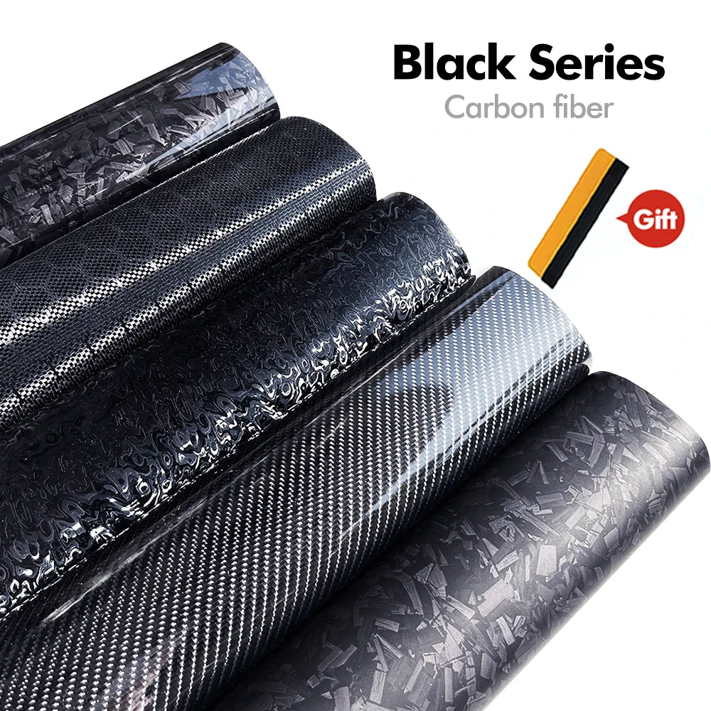 Black Forged Carbon Fiber Vinyl Wrap Film for Car & Motorcycle (DIY)