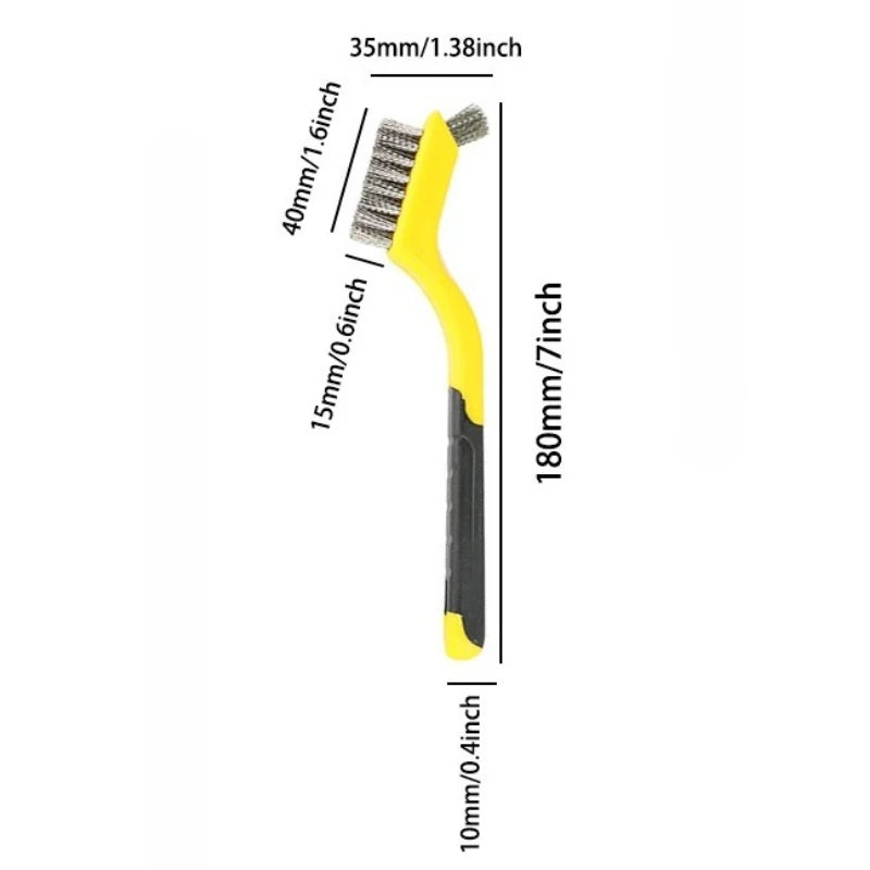Wire Brush Set Nylon Brass Stainless Steel Bristles with Curved Handle for Rust and Paint