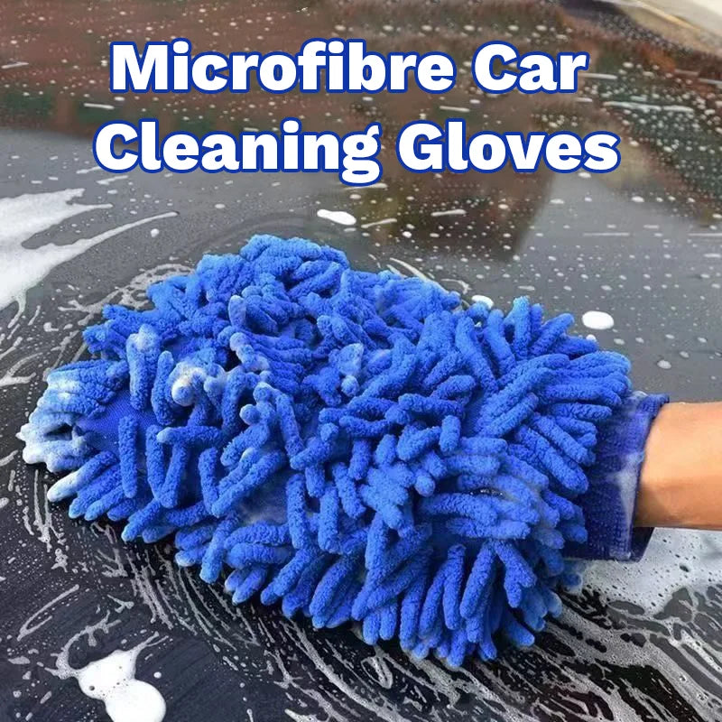 Thick Waterproof Chenille Microfiber Car Wash Mitt, Double-Faced Cleaning Glove for Detailing