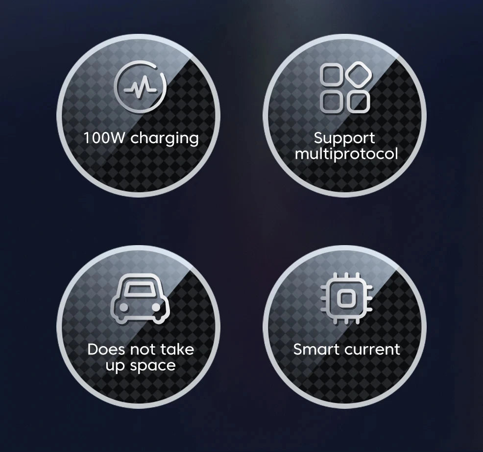 Mini Dual-Port USB and Type-C Car Charger with Pull Ring