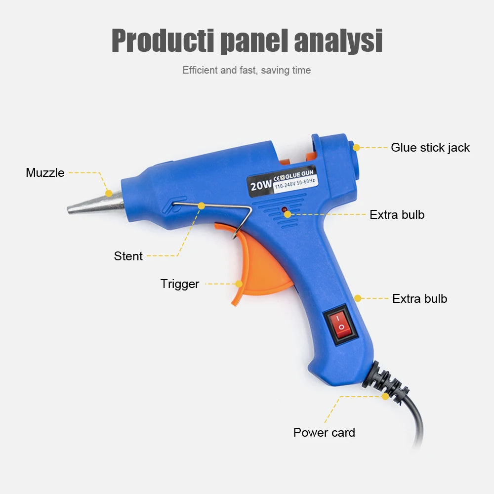 20W Hot Melt Glue Gun with 20 Glue Sticks, Mini DIY Repair Tool - image 13