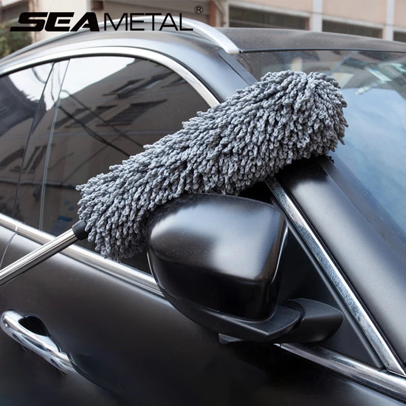 Retractable Microfiber Car Duster with Stainless Steel Handle