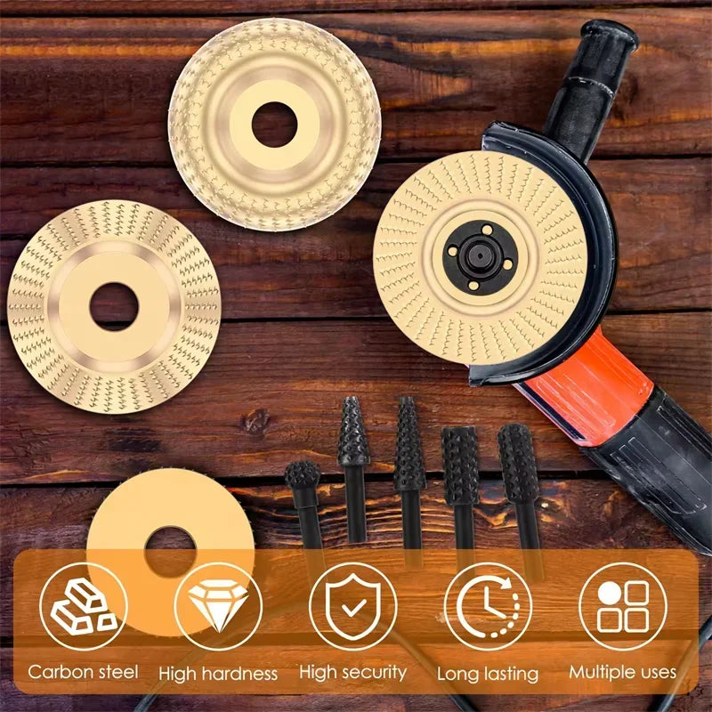 Angle Grinder Metal Grinding Disc, Flat/curved/inclined Disc Woodworking Carving Set, Wood Polishing Rotating Too